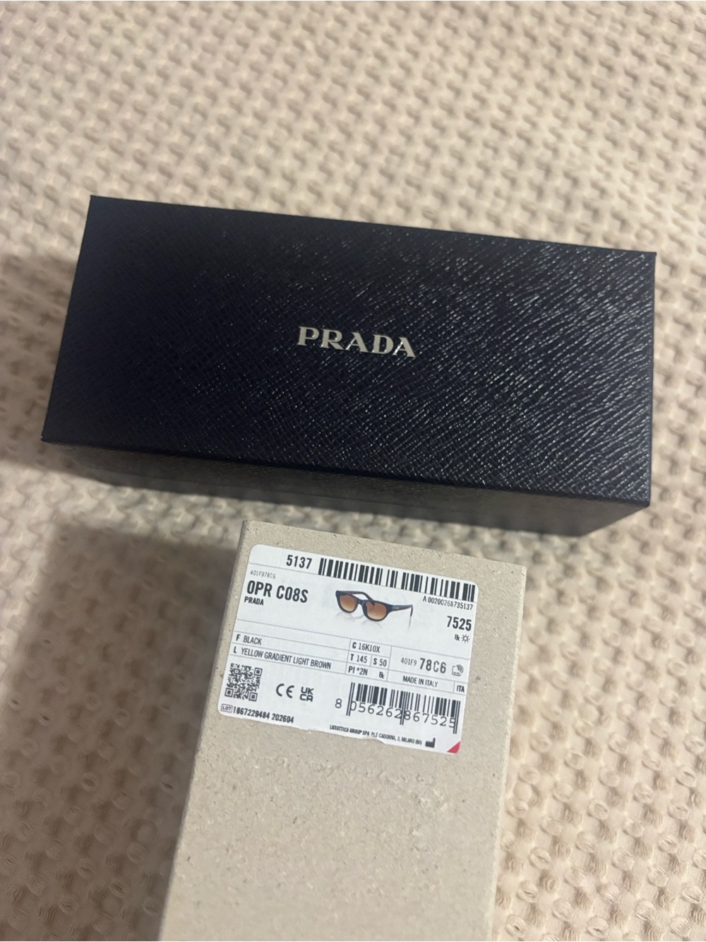 Prada Black Sunglasses with Brown Gradient Lenses